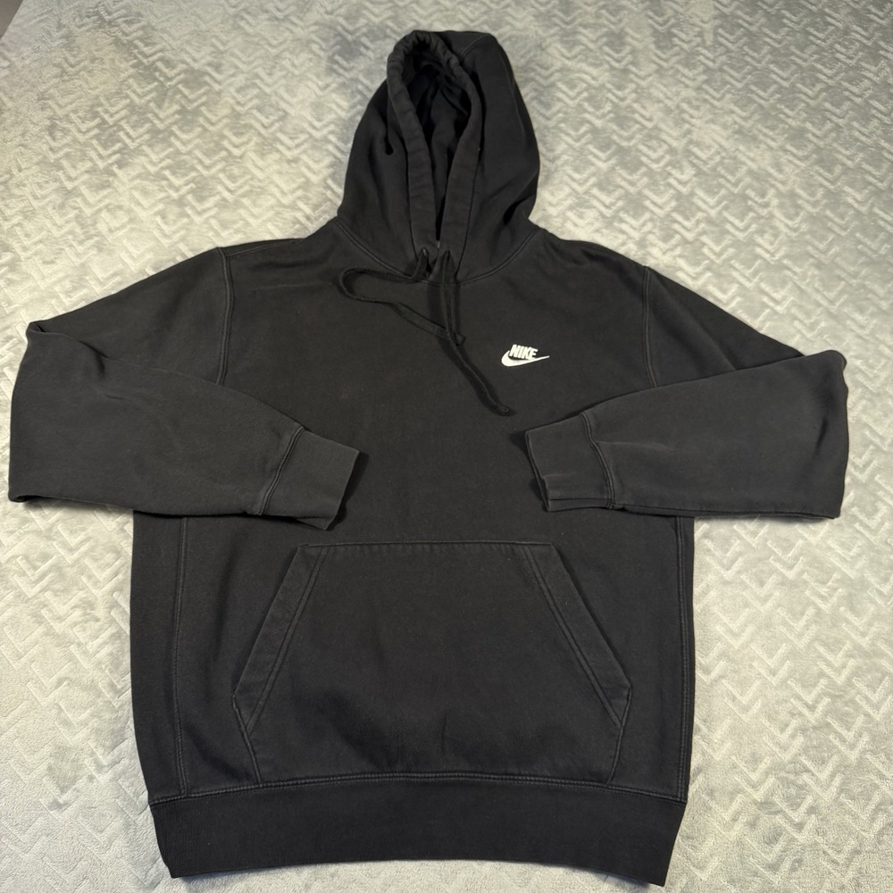 Nike Swoosh Faded Men's Hoodie Small Black Track Hip Hop Grunge Skate‎ 90s